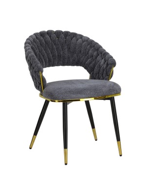 Poltroncina relax in ciniglia vellutata imbottita colore Grigio con gambe in metallo modello Royal B Totò Piccinni