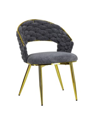 Poltroncina in ciniglia vellutata imbottita colore Grigio con gambe in metallo modello Royal C Totò Piccinni