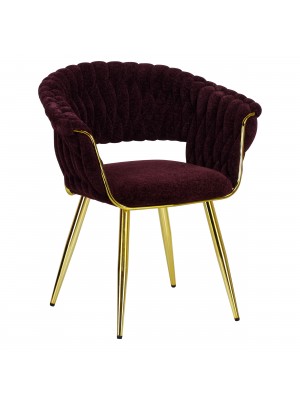 Poltroncina relax in ciniglia vellutata imbottita colore Porpora con gambe in metallo modello Royal A Totò Piccinni