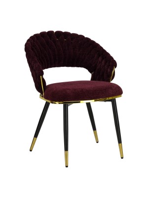Poltroncina relax in ciniglia vellutata imbottita colore Porpora con gambe in metallo modello Royal B Totò Piccinni