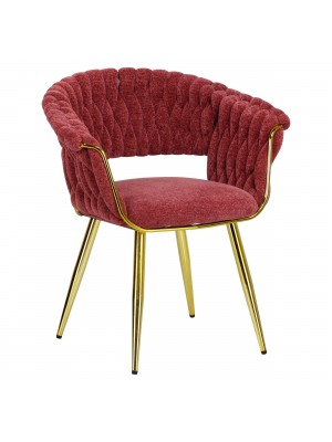 Poltroncina relax in ciniglia vellutata imbottita colore Rosa Antico con gambe in metallo modello Royal A Totò Piccinni