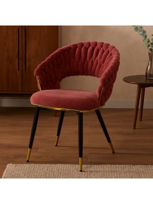 Vista ambientata Poltroncina relax in ciniglia vellutata imbottita colore Rosa Antico con gambe in metallo modello Royal B Totò Piccinni