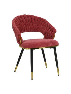 Poltroncina relax in ciniglia vellutata imbottita colore Rosa Antico con gambe in metallo modello Royal B Totò Piccinni