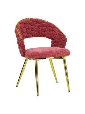 Poltroncina in ciniglia vellutata imbottita colore Rosa Antico con gambe in metallo modello Royal C Totò Piccinni