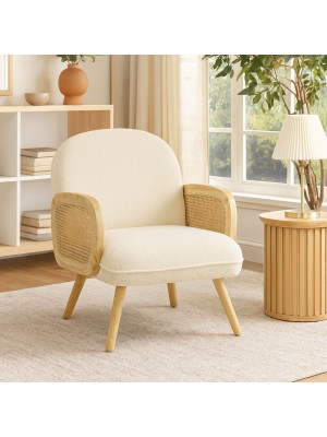 Vista ambientata Poltroncina in Velluto Bouclè colore Beige modello Daly Totò Piccinni