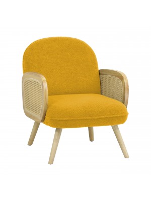 Poltroncina da salotto in Velluto Bouclè colore Giallo Senape modello Daly Totò Piccinni