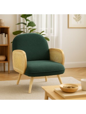 Vista ambientata Poltroncina da salotto in Velluto Bouclè colore Verde modello Daly Totò Piccinni