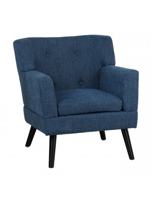 Poltrona in tessuto colore Blu con braccioli e piedi in legno modello Ketty Totò Piccinni