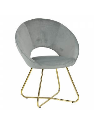 Poltrona in Velluto colore Grigio design moderno con piedini in metallo modello Saturno Totò Piccinni