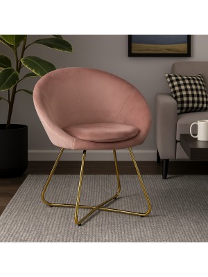 Vista ambientata Poltrona in velluto , per interni colore Rosa , Totò Piccinni - Vista Obliqua