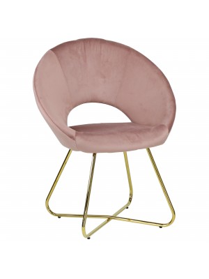 Poltrona in Velluto colore Rosa  design moderno con piedini in metallo modello Saturno Totò Piccinni