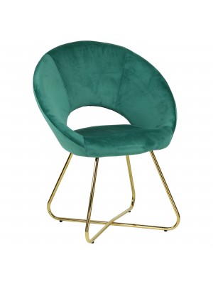 Poltrona in Velluto colore Verde design moderno con piedini in metallo modello Saturno Totò Piccinni