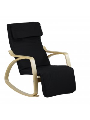 Poltroncina a dondolo in tessuto imbottita colore Nero con struttura in legno modello Liberty Totò Piccinni