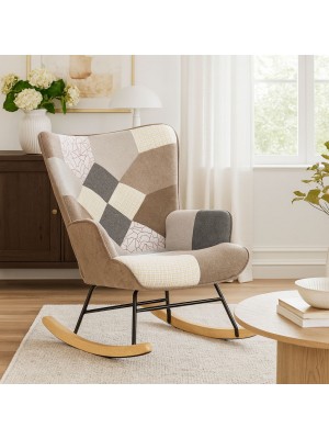 Vista ambientata Poltrona a dondolo in tessuto colore Patchwork Elegant Totò Piccinni