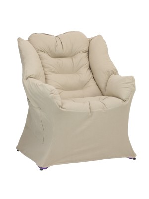 Poltrona con braccioli imbottita colore Lux Beige con struttura in metallo modello Pennica Totò Piccinni