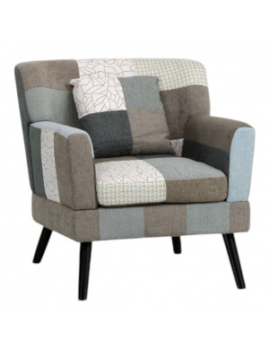 Poltrona in tessuto colore Patchwork Elegant con braccioli e piedi in legno modello Ketty Totò Piccinni