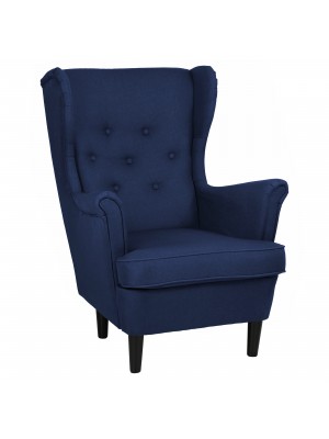 Poltrona Blu su sfondo bianco vista obliqua modello Lilibet Totò Piccinni - Design tipo Ikea Strandmon