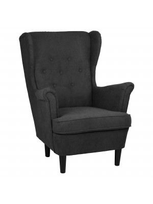 Poltrona Grigio Scuro su sfondo bianco vista obliqua modello Lilibet Totò Piccinni - Design tipo Ikea Strandmon