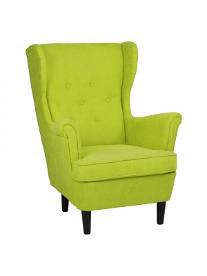 Poltrona Verde Chiaro su sfondo bianco vista obliqua modello Lilibet Totò Piccinni - Design tipo Ikea Strandmon