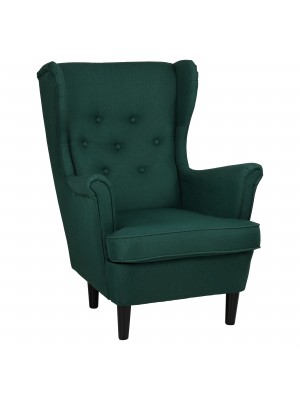 Poltrona Verde Scuro su sfondo bianco vista obliqua modello Lilibet Totò Piccinni - Design tipo Ikea Strandmon