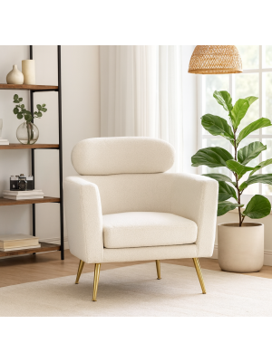 Vista ambientata Poltrona in Velluto boulcè colore Beige modello Monia Totò Piccinni