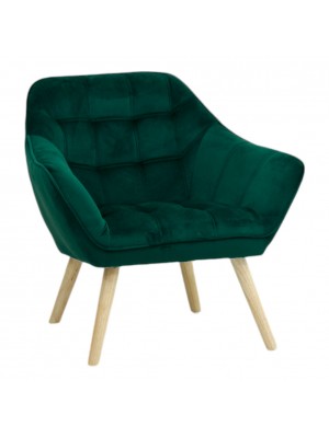Poltroncina in Velluto imbottito colore Verde con piedini in Legno modello Dama Totò Piccinni