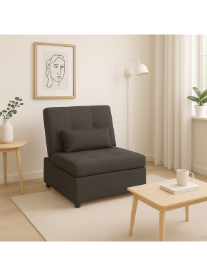 Poltrona Pouf Prestodormo pronto letto con Cuscino (Antracite, Senza Braccioli)