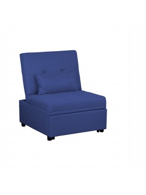 Poltrona Pouf Prestodormo pronto letto con Cuscino (Blu Scuro, Senza Braccioli)