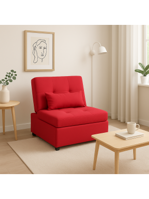 Poltrona Pouf Prestodormo pronto letto con Cuscino (Bordeaux, Senza Braccioli)