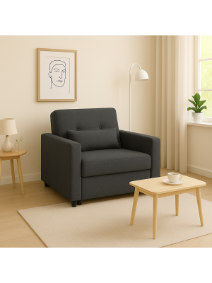 Poltrona Pouf Prestodormo pronto letto con Cuscino (Antracite, Con Braccioli)