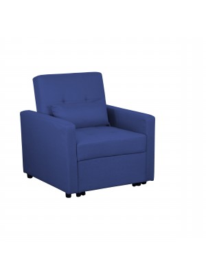 Poltrona Pouf Prestodormo pronto letto con Cuscino (Blu Scuro, Con Braccioli)