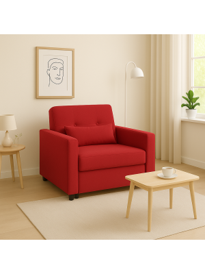 Poltrona Pouf Prestodormo pronto letto con Cuscino (Bordeaux , Con Braccioli)