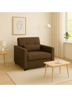 Poltrona Pouf Prestodormo pronto letto con Cuscino (Marrone, Con Braccioli)