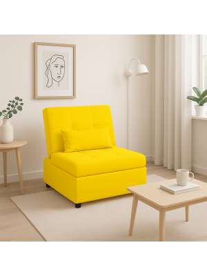 Poltrona Pouf Prestodormo pronto letto con Cuscino (Giallo Senape, Senza Braccioli)