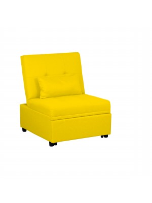 Poltrona Pouf Prestodormo pronto letto con Cuscino (Giallo Senape, Senza Braccioli)