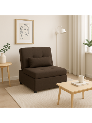 Poltrona Pouf Prestodormo pronto letto con Cuscino (Marrone, Senza Braccioli)
