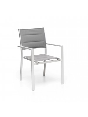 Sedia con Braccioli in alluminio e tessuto Textilene imbottito - OSTUNI (Bianco)