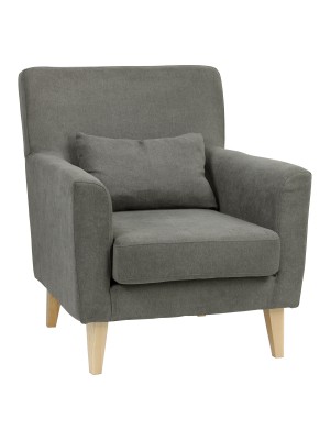 Poltrona design moderno imbottita in Tessuto colore Grigio con piedi in legno modello Enea Totò Piccinni