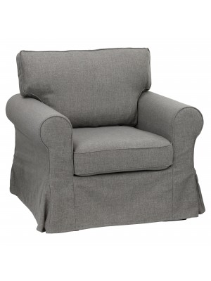 Poltrona COUNTRY poltroncina in tessuto con braccioli imbottita design vintage (Grigio)