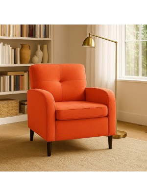 Vista ambientata Poltrona in Tessuto colore Arancione imbottita con braccioli modello River Totò Piccinni