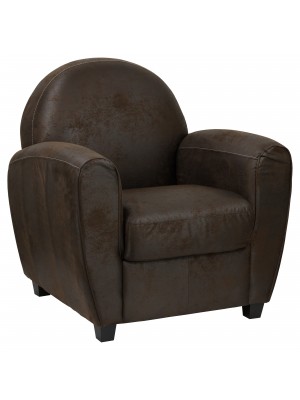 Poltrona design vintage imbottita in similpelle colore Marrone Scuro con braccioli design vintage modello Vanity Totò Piccinni