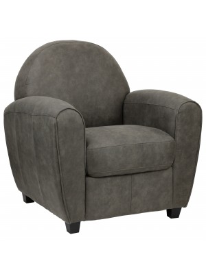 Poltrona design vintage imbottita in similpelle colore Grigio con braccioli design vintage modello Vanity Totò Piccinni