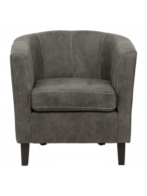 Poltrona Club in Similpelle Imbottita Design Vintage (Grigio)