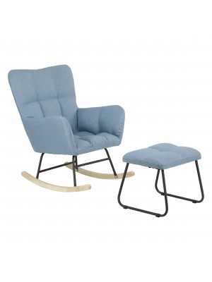Set poltroncina a dondolo in Tessuto colore Blu Jeans con sgabello modello Golfo Totò Piccinni