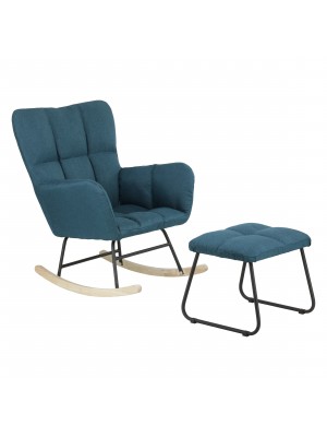 Set poltroncina a dondolo in Tessuto colore Petrolio con sgabello modello Golfo Totò Piccinni