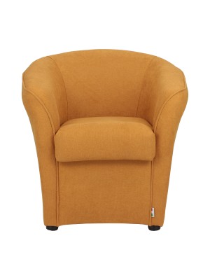 poltrona design moderno a pozzetto in tessuto giallo mostarda