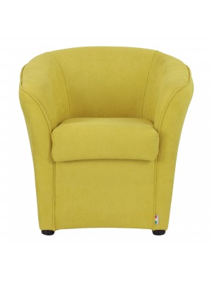 poltrona design moderno a pozzetto in tessuto giallo