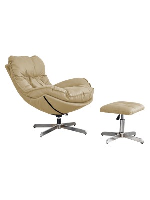 Set con poltrona e pouf colore Tortora girevole imbottita in similpelle modello Baia Totò Piccinni