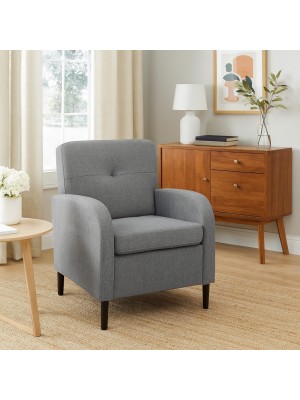 Vista ambientata Poltrona in Tessuto colore Grigio imbottita con braccioli modello River Totò Piccinni