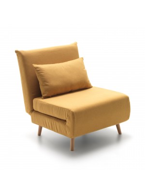 Poltrona da salotto in Tessuto colore Senape con piedini e legno e sistema clic-clac modello Dream Totò Piccinni